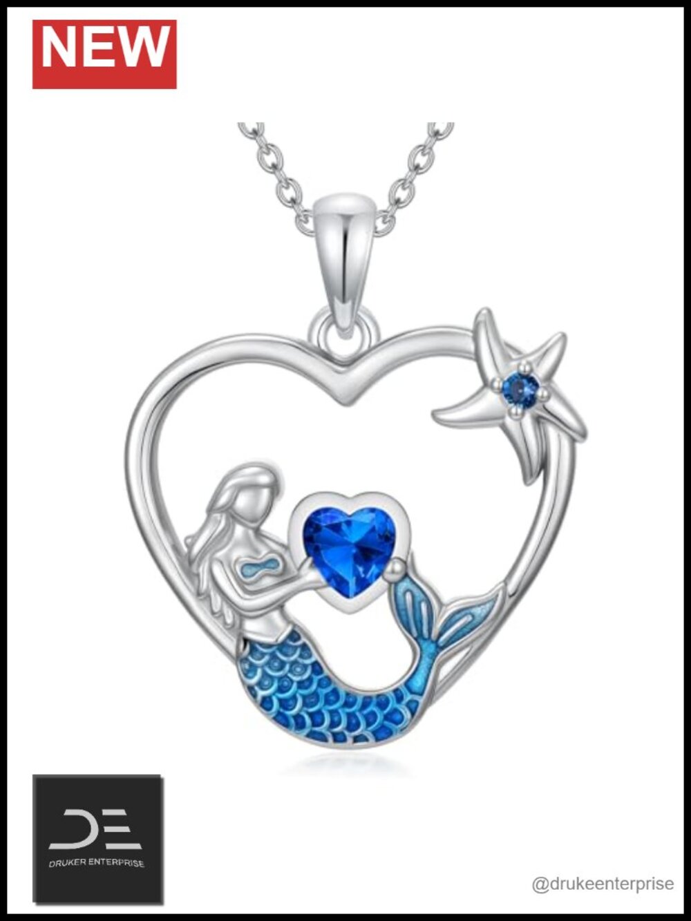 925 Sterling Silver Mermaid Pendant Necklace Ocean Jewelry